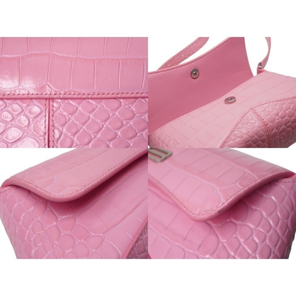 BALENCIAGA shoulder bag XXS flap pink calfskin crocodile embossing part - Picture 7 of 9